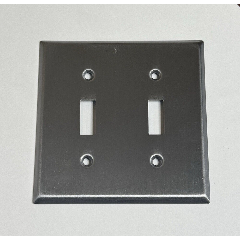 Restoration Hardware Metal Double Toggle Switch Plate Cover Satin Nickel NEW $15